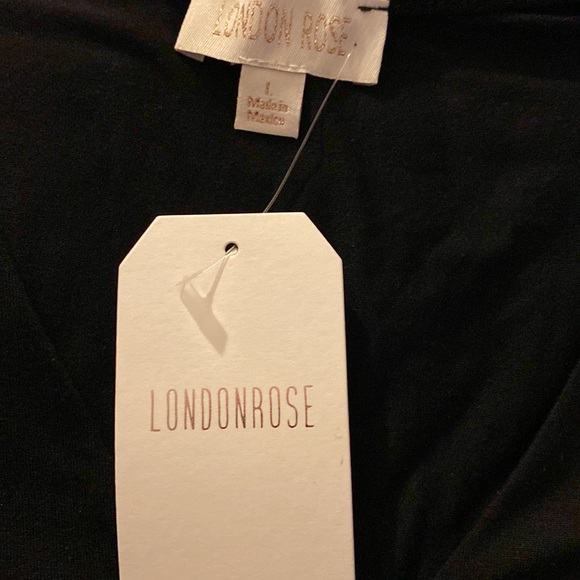 London Rose, Black, V-neck body suit, Large - Picture 6 of 6